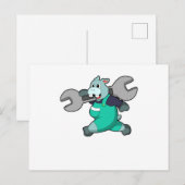 Nijlpaard als Mechanicien met sleutel Briefkaart (Voorkant / Achterkant)