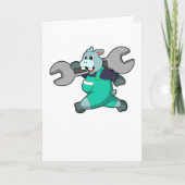 Nijlpaard als monteur met sleutel kaart (Voorkant)