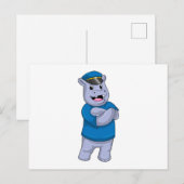 Nijlpaard als politieagent met politiepet briefkaart (Voorkant / Achterkant)