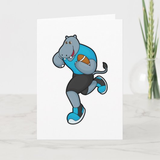 Nijlpaard als voetballer met voetbal kaart (Voorkant)