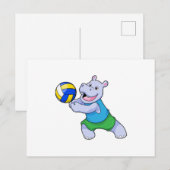 Nijlpaard als Volleybalspeler met Volleybal Briefkaart (Voorkant / Achterkant)