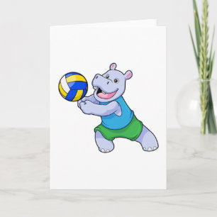 Nijlpaard als Volleybalspeler met Volleybal Kaart