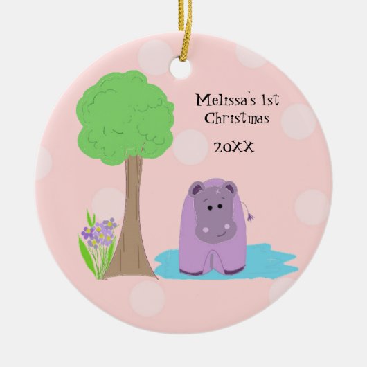 Nijlpaard Baby Eerste Kerstmis Keramisch Ornament (Voorkant)