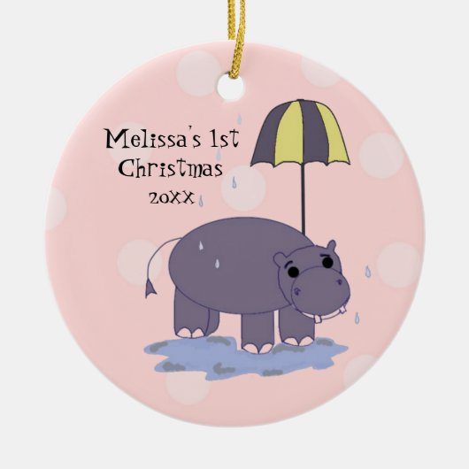 Nijlpaard Baby Eerste Kerstmis Keramisch Ornament (Voorkant)