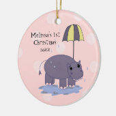 Nijlpaard Baby Eerste Kerstmis Keramisch Ornament (Links)