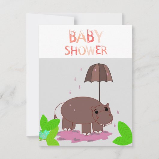Nijlpaard Baby Shower Uitnodiging (Voorkant)