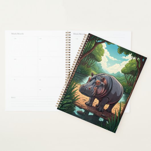 Nijlpaard bij de rivier planner (Display)