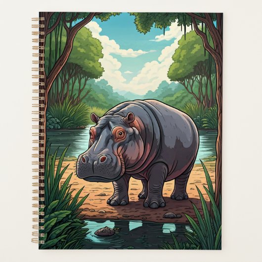 Nijlpaard bij de rivier planner (Voorkant)