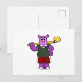 Nijlpaard bij hockey met hockeystick briefkaart (Voorkant / Achterkant)