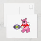 Nijlpaard bij tennis met tennisracket briefkaart (Voorkant / Achterkant)