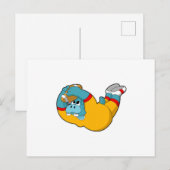 Nijlpaard bij voetbal sport briefkaart (Voorkant / Achterkant)