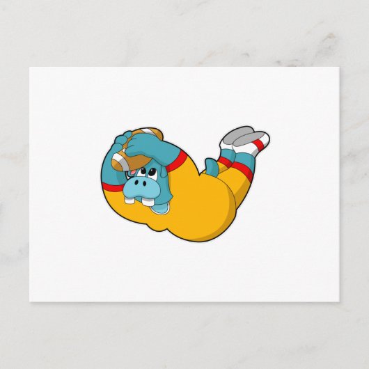 Nijlpaard bij voetbal sport briefkaart (Voorkant)