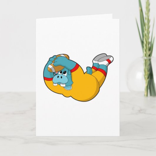 Nijlpaard bij voetbal sport kaart (Voorkant)