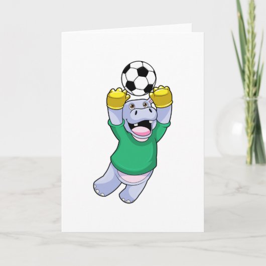 Nijlpaard bij Voetbal Sport Kaart (Voorkant)