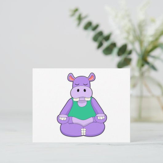 Nijlpaard bij yoga in zithouding briefkaart (Staand voorkant)
