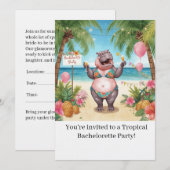 Nijlpaard Bikini Bruidsmeisjesfeest Uitnodiging (Voorkant / Achterkant)