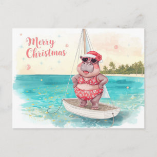 Nijlpaard Bikini Kerst Zeilen Feestdagenkaart