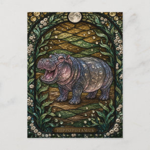 Nijlpaard brede rivier Illumina glas in lood Briefkaart