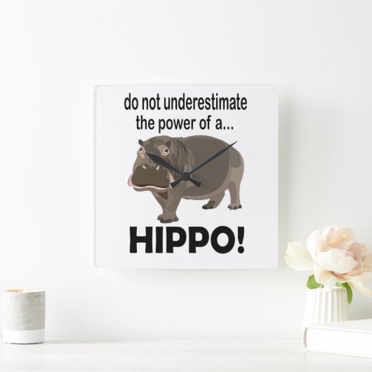 Nijlpaard Dier Grappig Hippo Vierkante Klok (Huis)