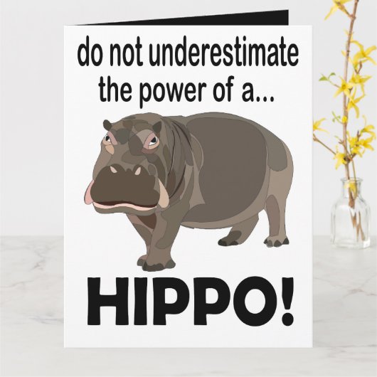 Nijlpaard Dier Grappig Nijlpaard Groet Kaart (Gele Bloem)