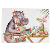Nijlpaard doet manicure bij het strand  groot cadeauzakje (Achterkant)