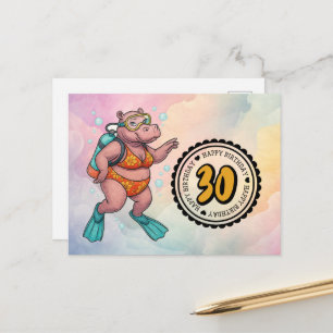 Nijlpaard duiker 30e verjaardag briefkaart