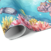 Nijlpaard Duiker onder water Cadeaupapier (Rol Hoek)
