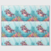 Nijlpaard Duiker onder water Cadeaupapier (Vlak)
