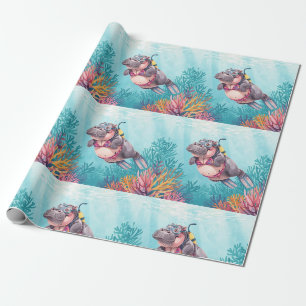 Nijlpaard Duiker onder water Cadeaupapier