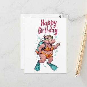 Nijlpaard duiker onderwater Gefeliciteerd met je v Briefkaart