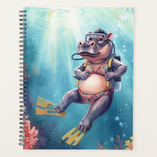 Nijlpaard duikt onder water planner (Voorkant)