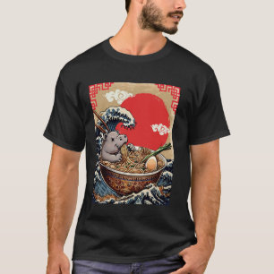 Nijlpaard eet Ramen Noedels Vintage Stijl Japans T-shirt