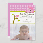 Nijlpaard en vogeltje baby geboorteaankondiging (r aankondiging (Voorkant / Achterkant)