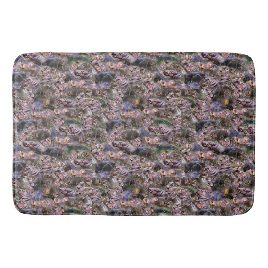 Nijlpaard foto collage, Memory Foam Badmat. Badmat (Voorkant)