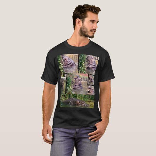 Nijlpaard Foto Collage, T-shirt (Voorkant volledig)