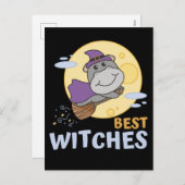 Nijlpaard Halloween Heks Kinderen Heksen Beste Hek Feestdagenkaart (Voorkant / Achterkant)