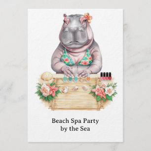 Nijlpaard in Bikini Manicure Kustschoonheid strand Kaart