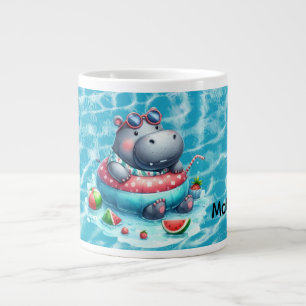 Nijlpaard in het zwembad met Naam Grote Koffiekop