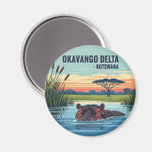 Nijlpaard in Okavango Delta Botswana Magneet (Voorkant / Achterkant)