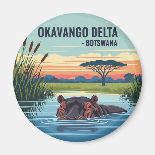 Nijlpaard in Okavango Delta Botswana Magneet (Voorkant)