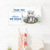 Nijlpaard Jongen Baby Shower Spandoek (Insitu)