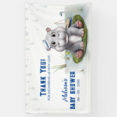 Nijlpaard Jongen Baby Shower Spandoek (Verticaal)