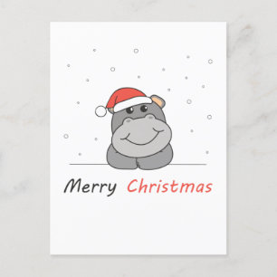 Nijlpaard Kerst Sneeuw Winter Dieren Nijlpaarden Feestdagenkaart