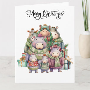 Nijlpaard Kerst Thema voor Dierenliefhebbers Kaart