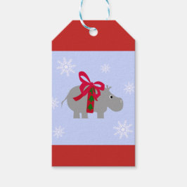 Nijlpaard Kerstcadeautag Cadeaulabel