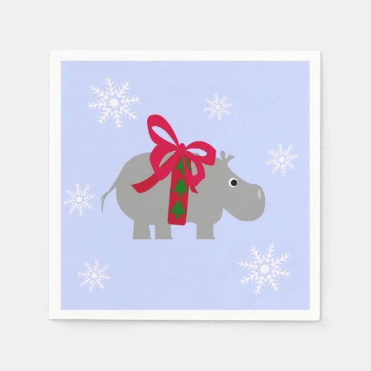 Nijlpaard Kerstfeest Papieren Servetten (Voorkant)