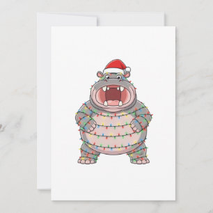 Nijlpaard Kerstman Hoed Kerstverlichting Grappig Bedankkaart