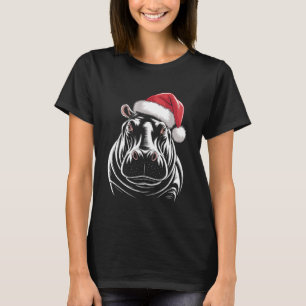 Nijlpaard Kerstman Santa Hoed Pyjama Grappig Nijlp T-shirt