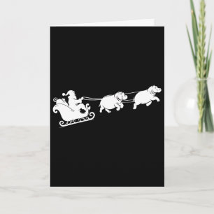 Nijlpaard Kerstman slee Kerst Hippo's Kerstmis Bo Kaart