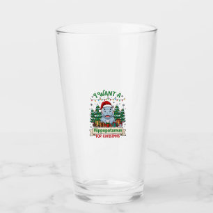 Nijlpaard Kerstmis Nijlpaard Kerstman Hoed Bomen C Glas